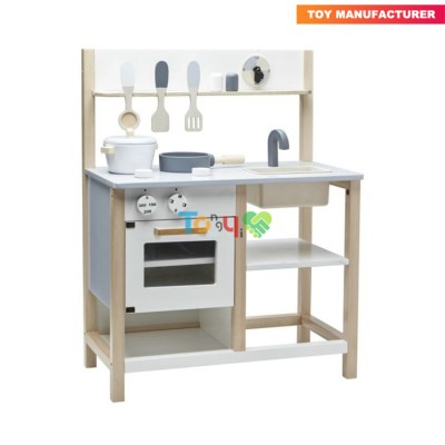 released simulation wooden kids kitchen play set with accessories