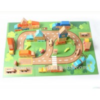 Wooden kids educational DIY Toys Building Block 98pcs City Traffic Block