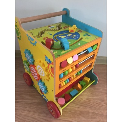 wooden multifunction cart Toy ,round bead walker