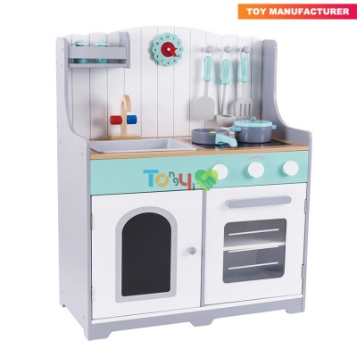 released blue wooden pretend play kitchen for children WT1A10005