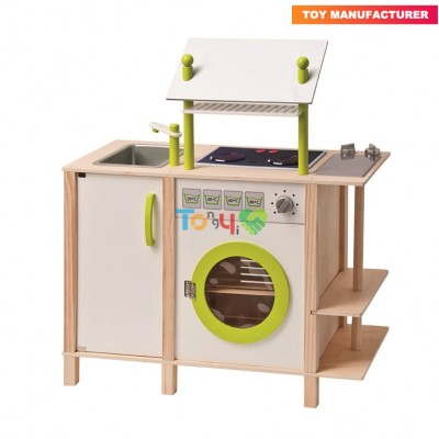 Blue play pink wooden kitchen for children WT1A10006